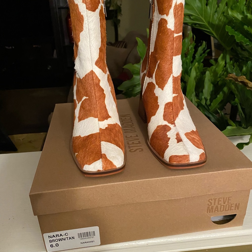 Steve Madden exclusive cow print boots